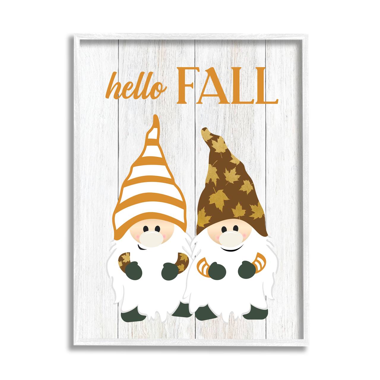 Stupell Industries Hello Fall Whimsical Gnomes Framed Giclee Art